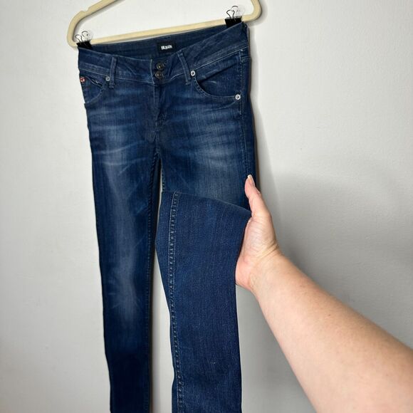 Hudson Collin Dark Blue Wash Low Rise Electric Clover Skinny Denim Jeans Size 26 - Picture 4 of 16